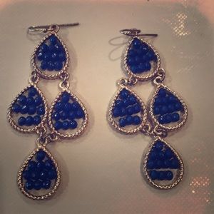 Royal blue and gold lined earrings